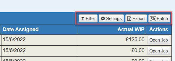 Filter settings export and batch buttons